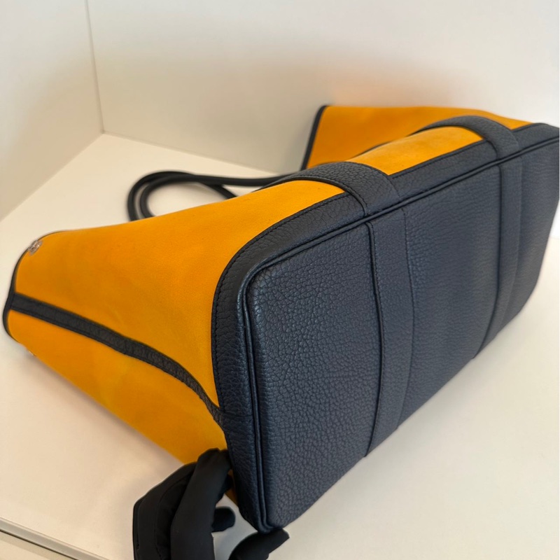 Hermes Garden Party 花園包 36 姜黄色拼深藍-8