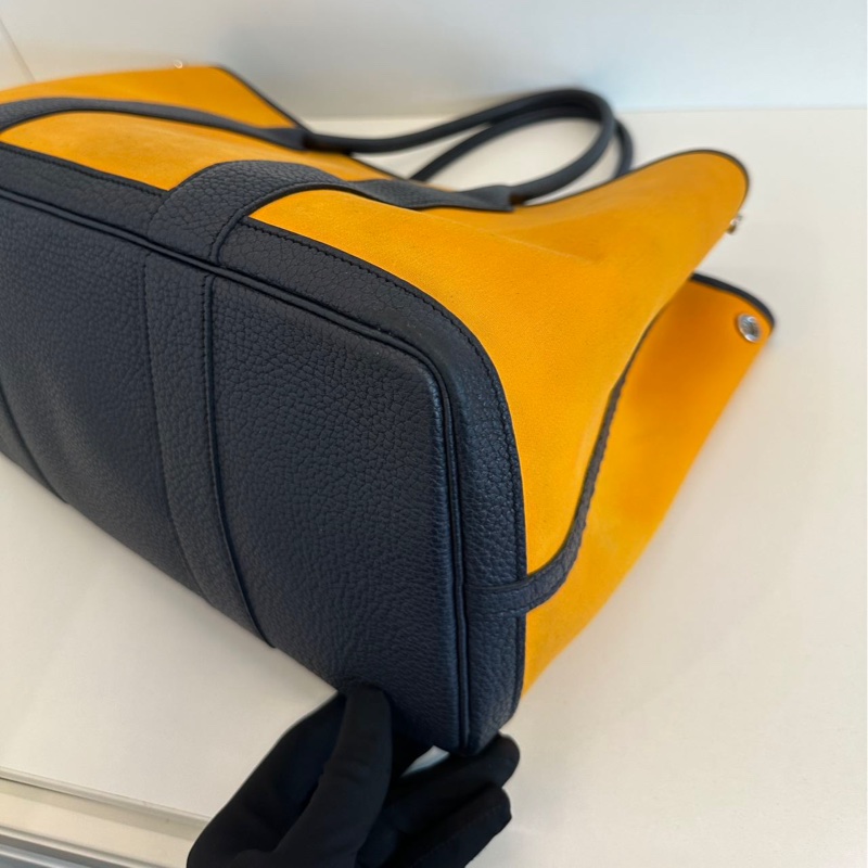 Hermes Garden Party 花園包 36 姜黄色拼深藍-9