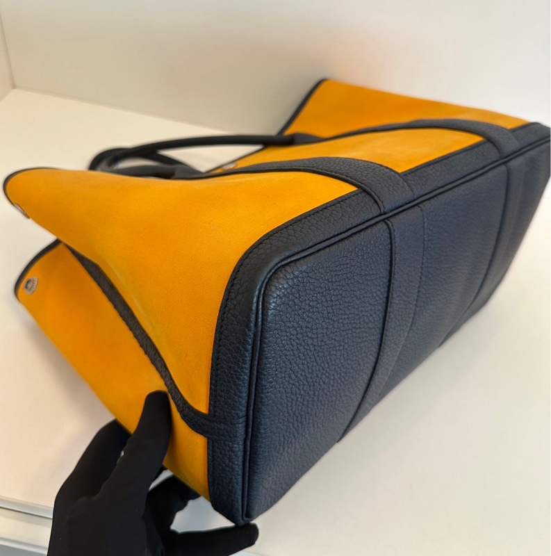 Hermes Garden Party 花園包 36 姜黄色拼深藍-10