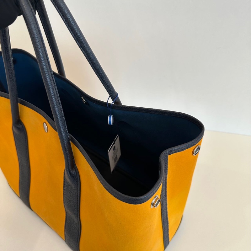 Hermes Garden Party 花園包 36 姜黄色拼深藍-13