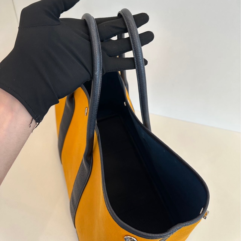 Hermes Garden Party 花園包 36 姜黄色拼深藍-14