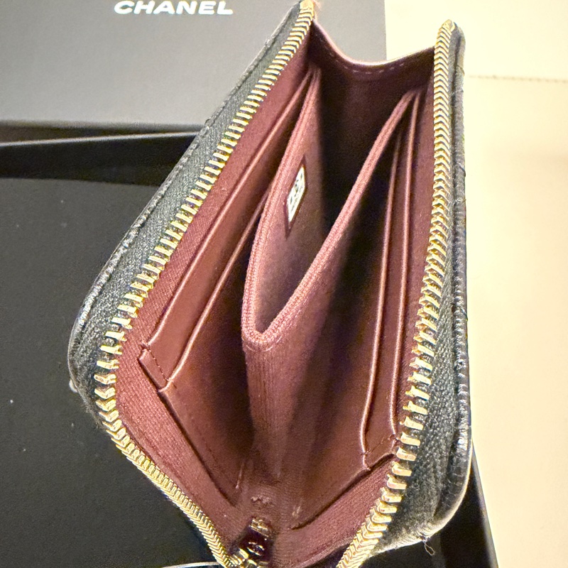 CHANEL 荔枝牛皮L型拉鏈錢包短夾-4