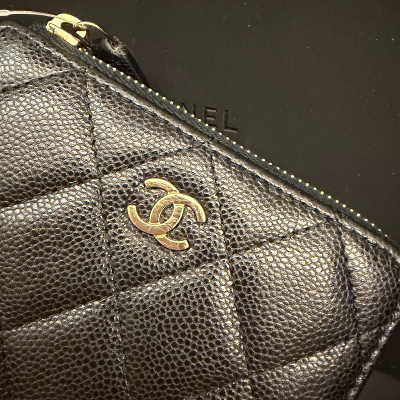 CHANEL 荔枝牛皮L型拉鏈錢包短夾-6