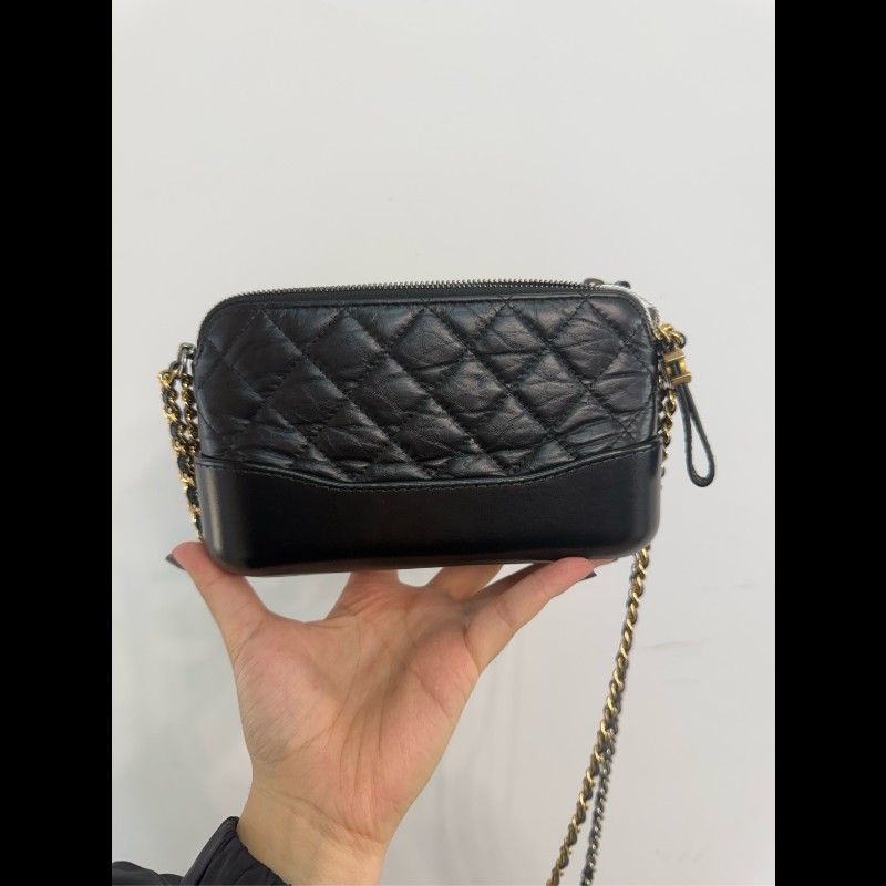 Chanel 黑金mini流浪鏈條包-15