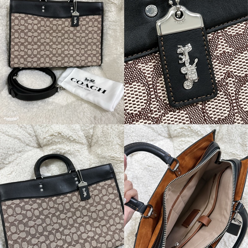 全新COACH ROGUE經典提花面料男用手提公事包-2