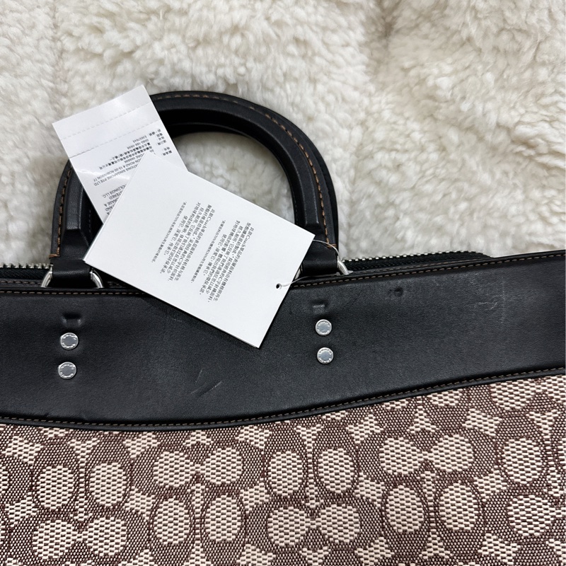 全新COACH ROGUE經典提花面料男用手提公事包-4
