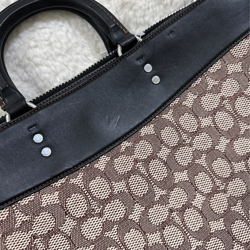 全新COACH ROGUE經典提花面料男用手提公事包-18