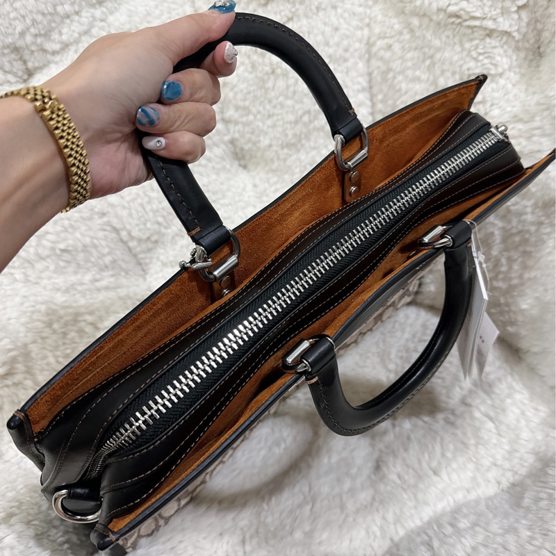 全新COACH ROGUE經典提花面料男用手提公事包-19
