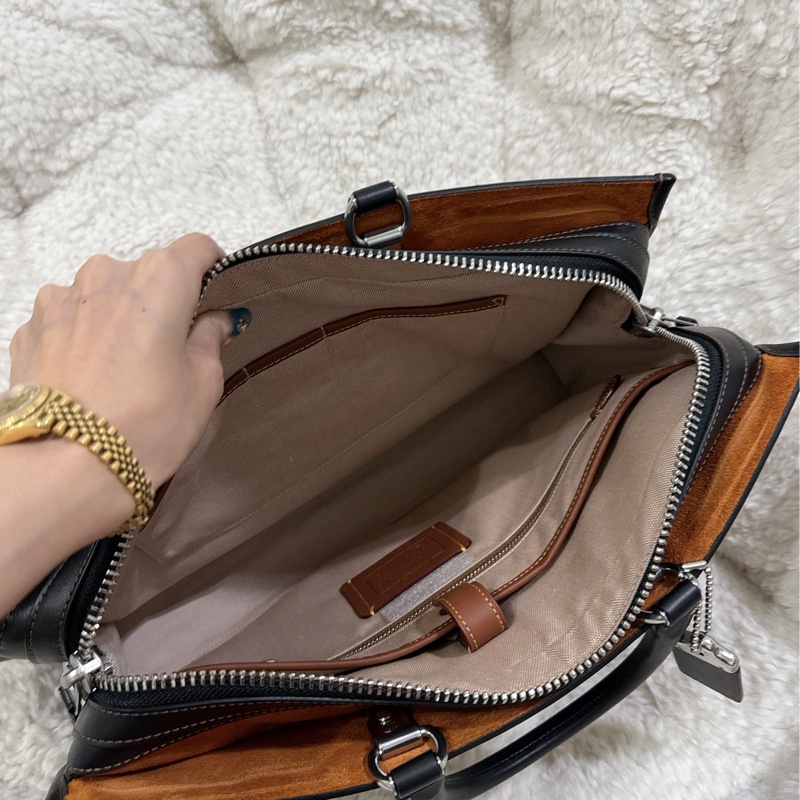 全新COACH ROGUE經典提花面料男用手提公事包-22