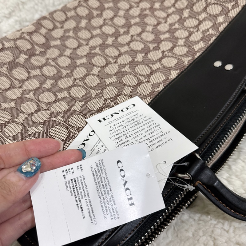 全新COACH ROGUE經典提花面料男用手提公事包-25