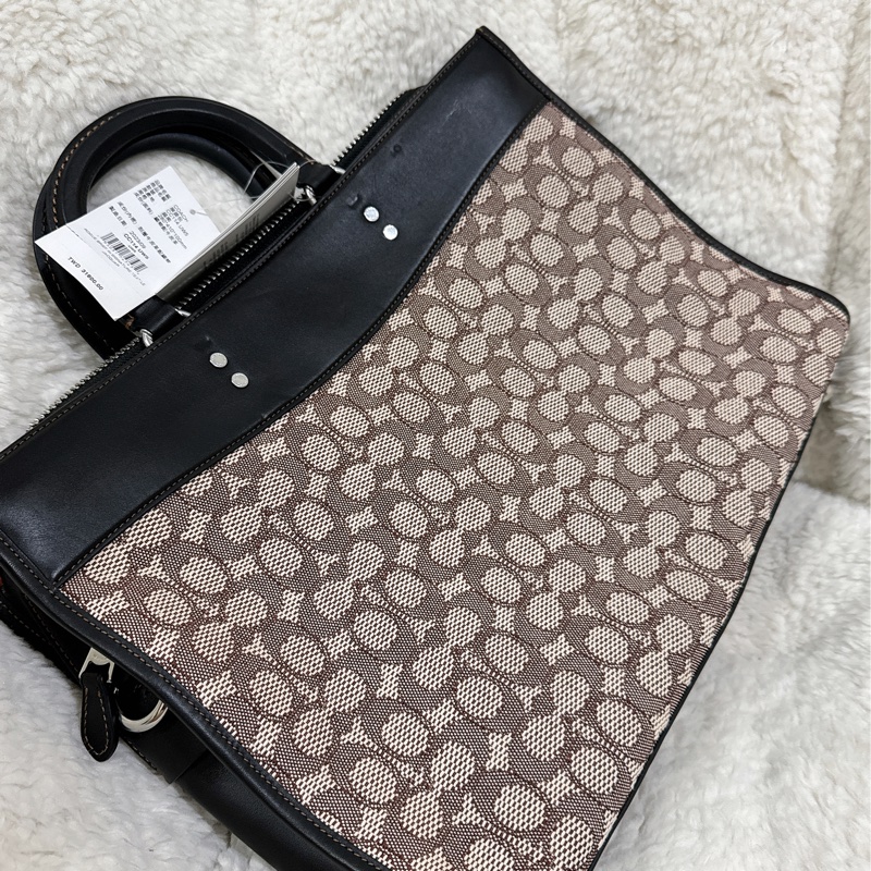 全新COACH ROGUE經典提花面料男用手提公事包-28