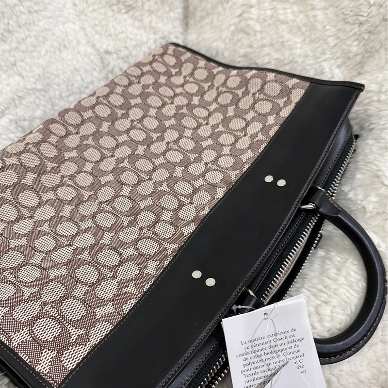 全新COACH ROGUE經典提花面料男用手提公事包-30