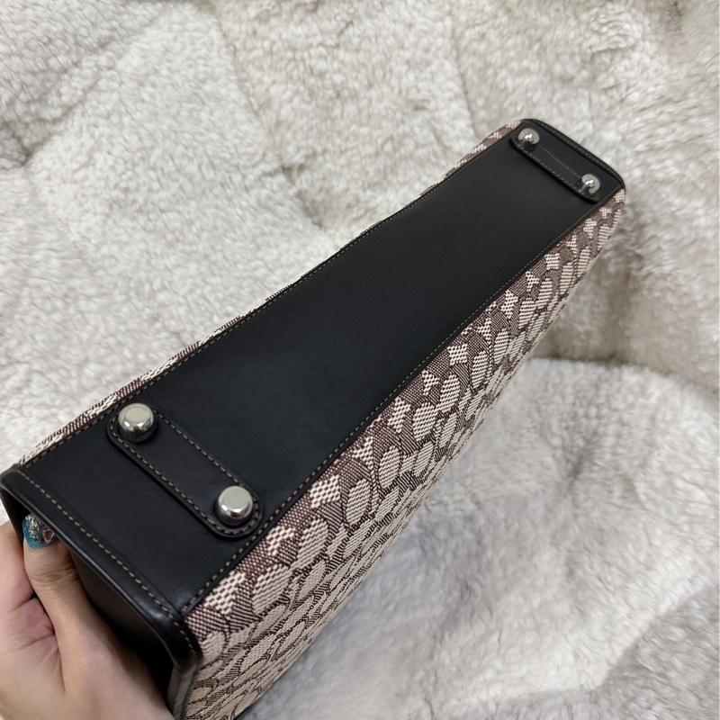 全新COACH ROGUE經典提花面料男用手提公事包-32