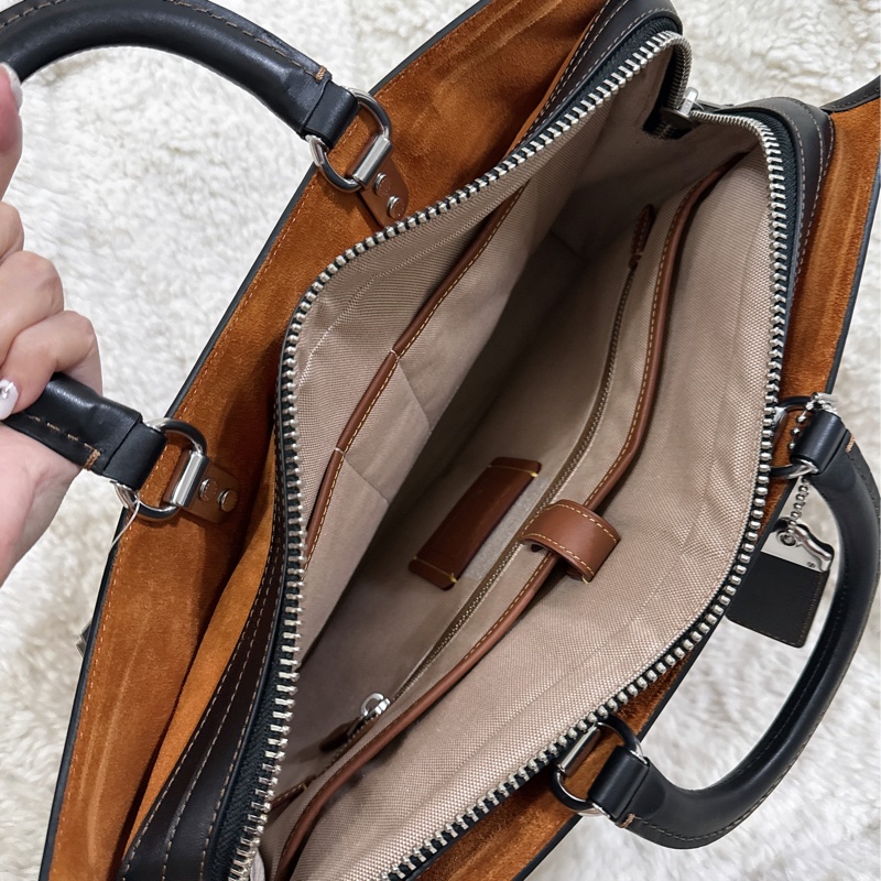 全新COACH ROGUE經典提花面料男用手提公事包-40