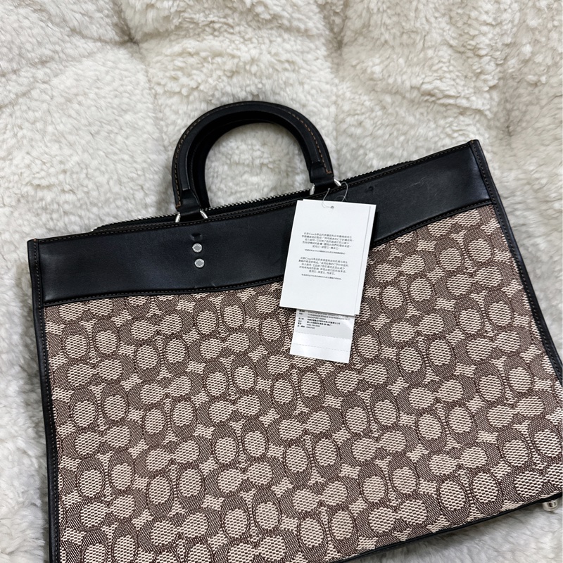 全新COACH ROGUE經典提花面料男用手提公事包-44