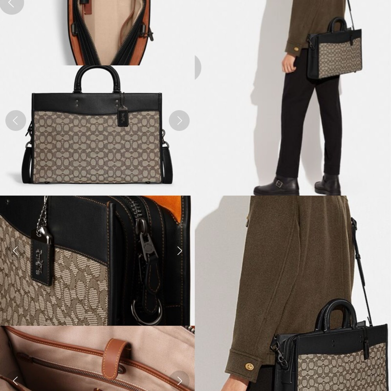 全新COACH ROGUE經典提花面料男用手提公事包-50
