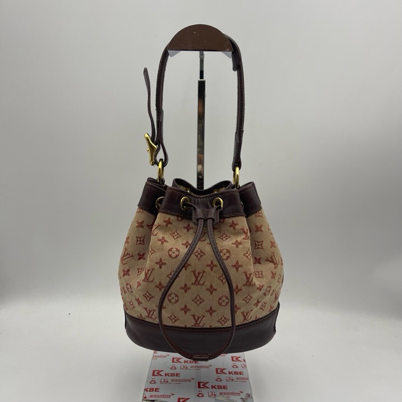 Lv树莓红丹宁牛仔小号水桶包-0