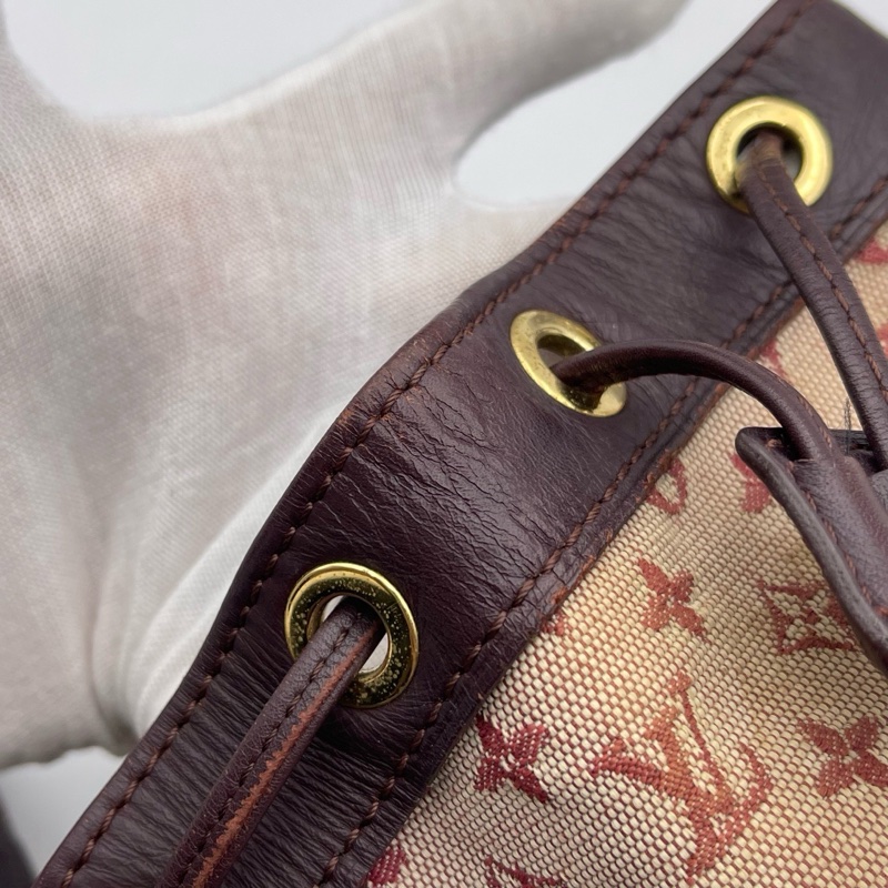 Lv树莓红丹宁牛仔小号水桶包-7