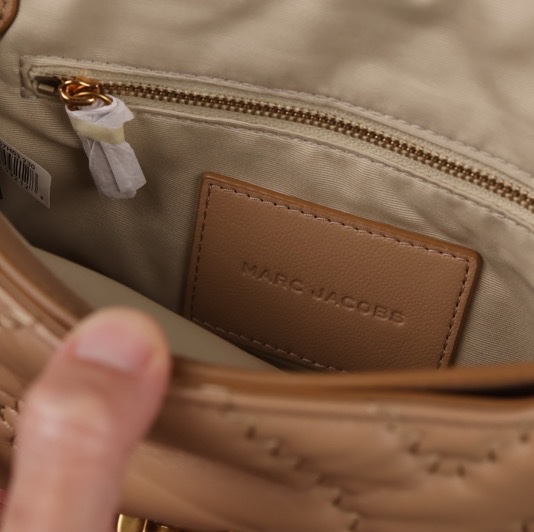 (二手）MARC JACOBS MJ (大號）駝色 縫線小羊皮翻蓋二用包-1