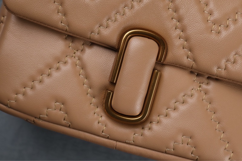 (二手）MARC JACOBS MJ (大號）駝色 縫線小羊皮翻蓋二用包-2