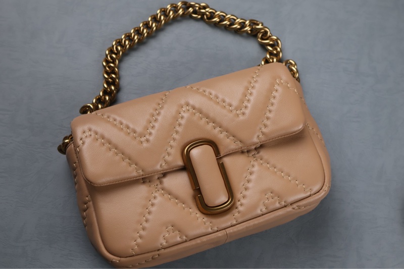 (二手）MARC JACOBS MJ (大號）駝色 縫線小羊皮翻蓋二用包-5