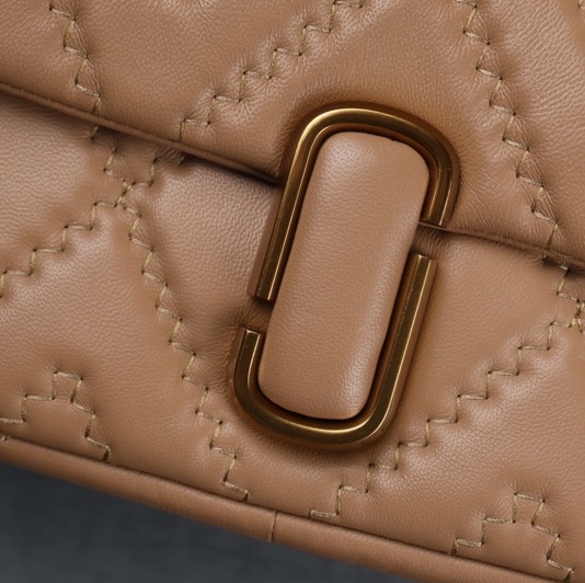 (二手）MARC JACOBS MJ (大號）駝色 縫線小羊皮翻蓋二用包-13