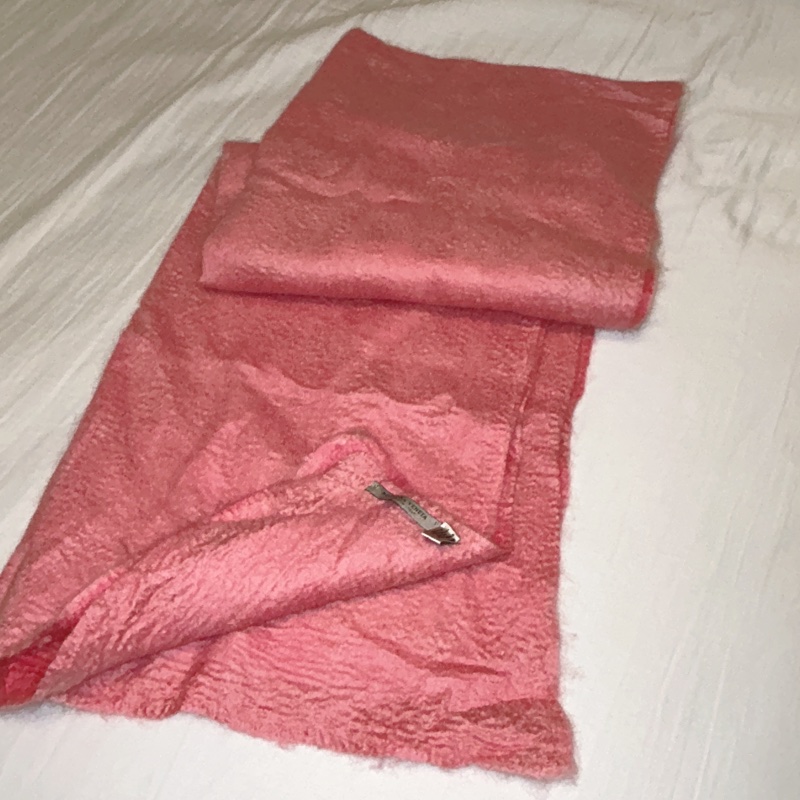 BOTTEGA VENETA喀什米爾圍巾 義大利製 橘粉紅-全新未使用長200公分-2