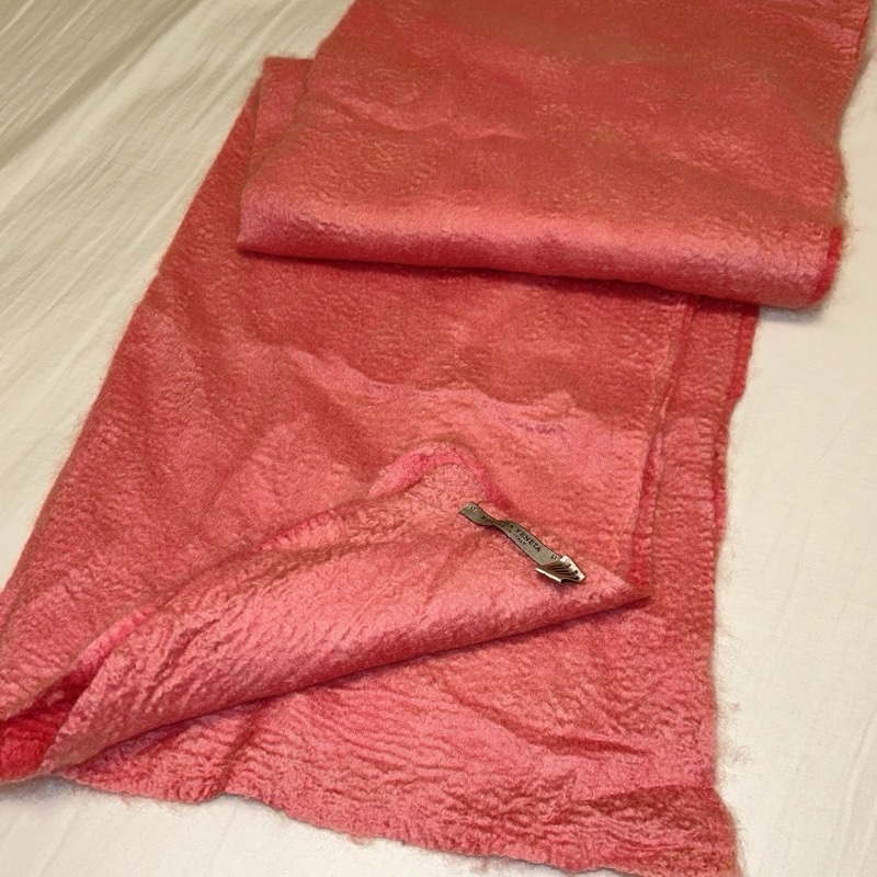 BOTTEGA VENETA喀什米爾圍巾 義大利製 橘粉紅-全新未使用長200公分-12