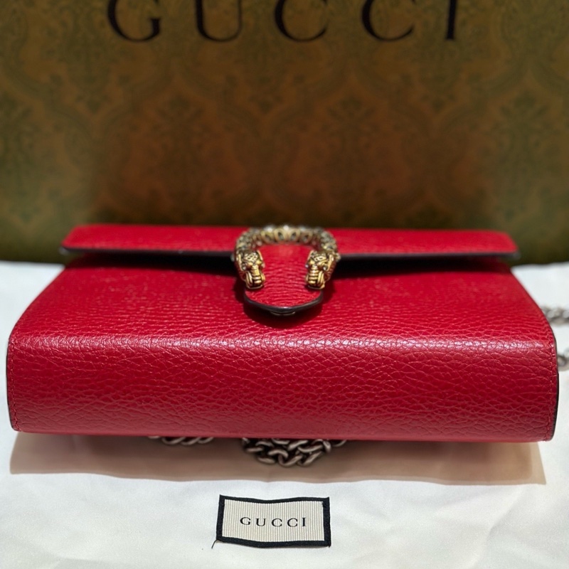 閒置新✨ Gucci/古馳紅色全皮款酒神woc鏈條包 上身巨好看 一個包包多種背法 20*13.5-4
