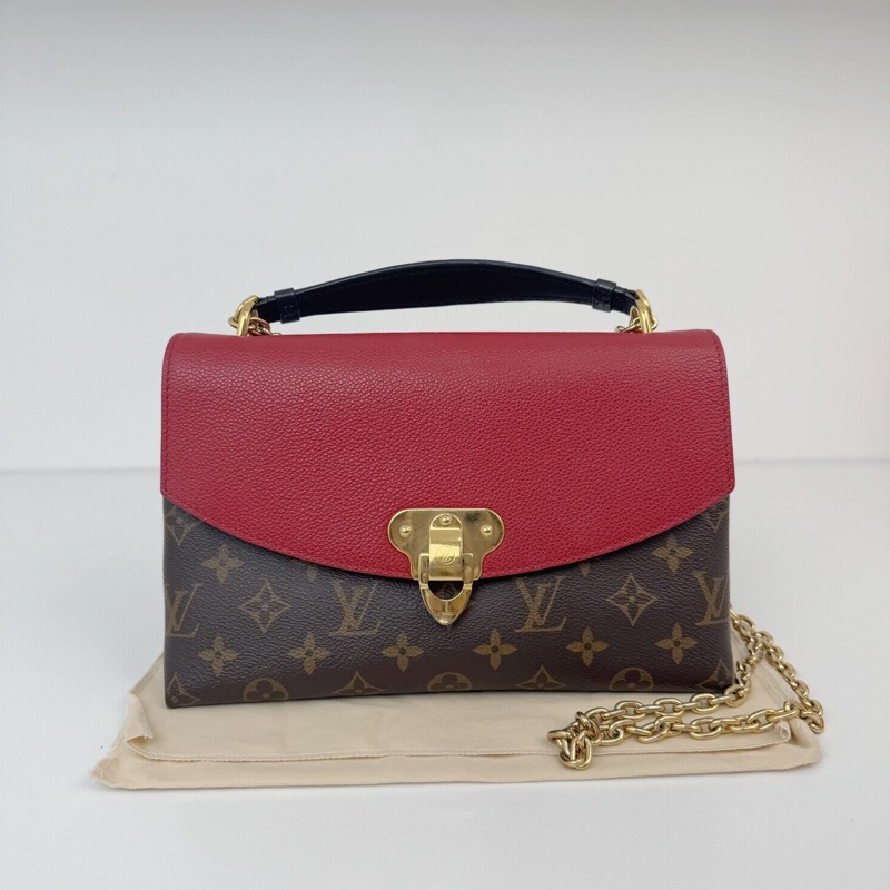 97新 路易威登/Louis Vuitton 老花鏈條傳奇包 信封 紅拼色-0