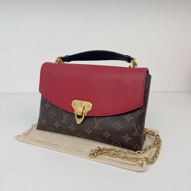97新 路易威登/Louis Vuitton 老花鏈條傳奇包 信封 紅拼色-2