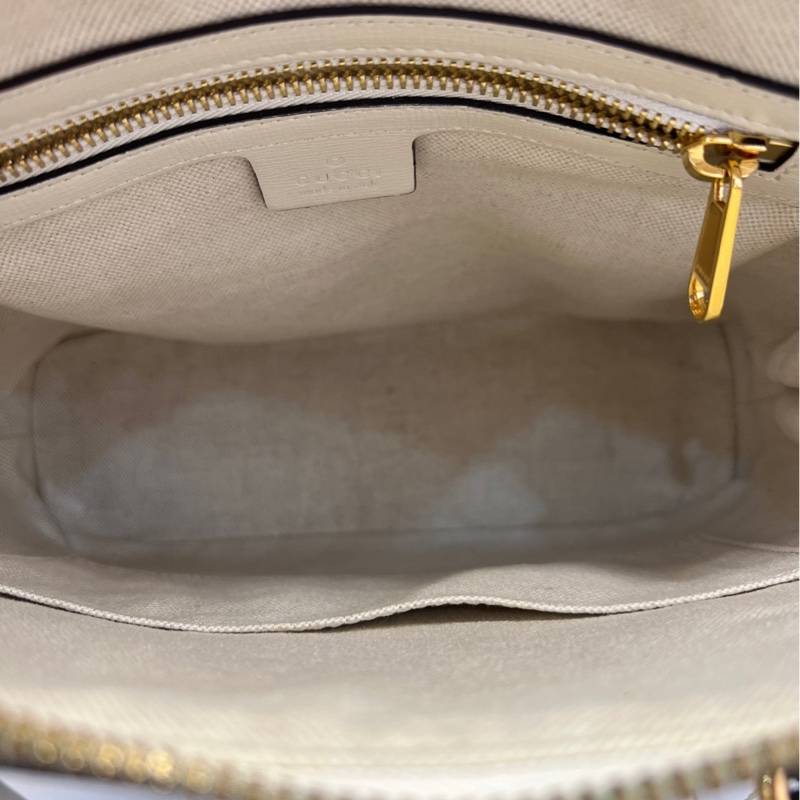 GUCCI古馳馬銜扣 955系列白色老花貝殼包手提包！附件：肩帶！-4