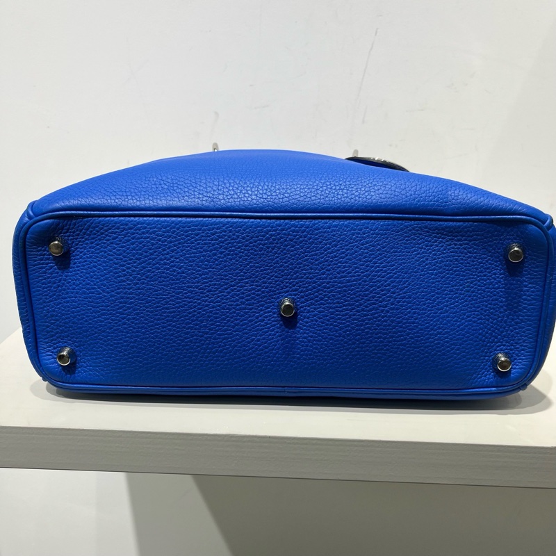 Dior迪奧Diorissimo中號藍色荔枝紋牛皮包 尺寸32x22x11-4