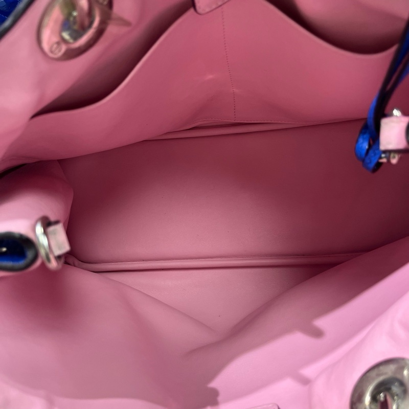 Dior迪奧Diorissimo中號藍色荔枝紋牛皮包 尺寸32x22x11-5