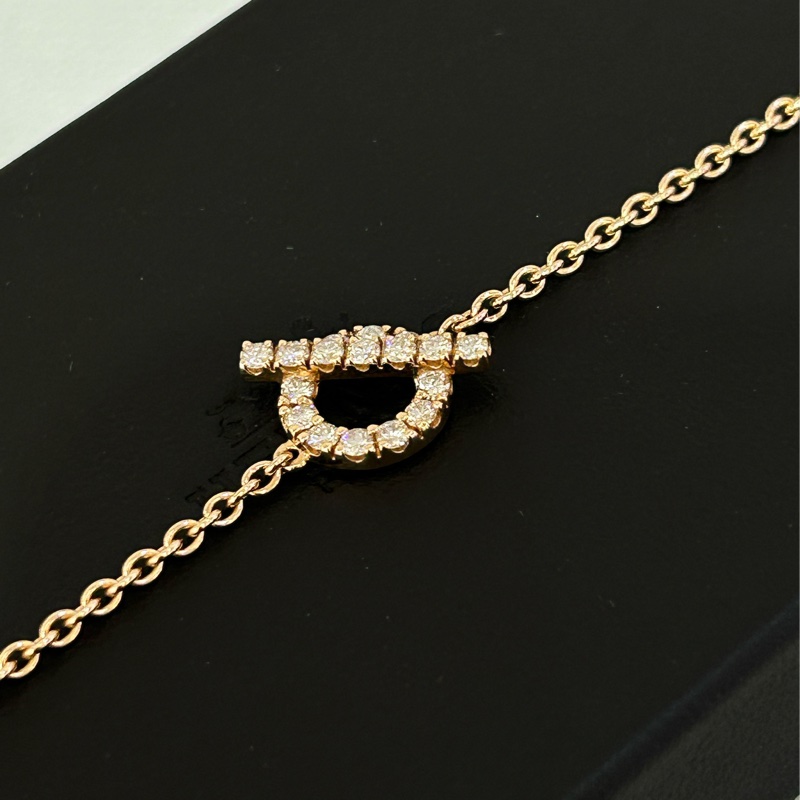 Hermes 18K玫瑰金帶鑽Finesse 小Q手鏈-1