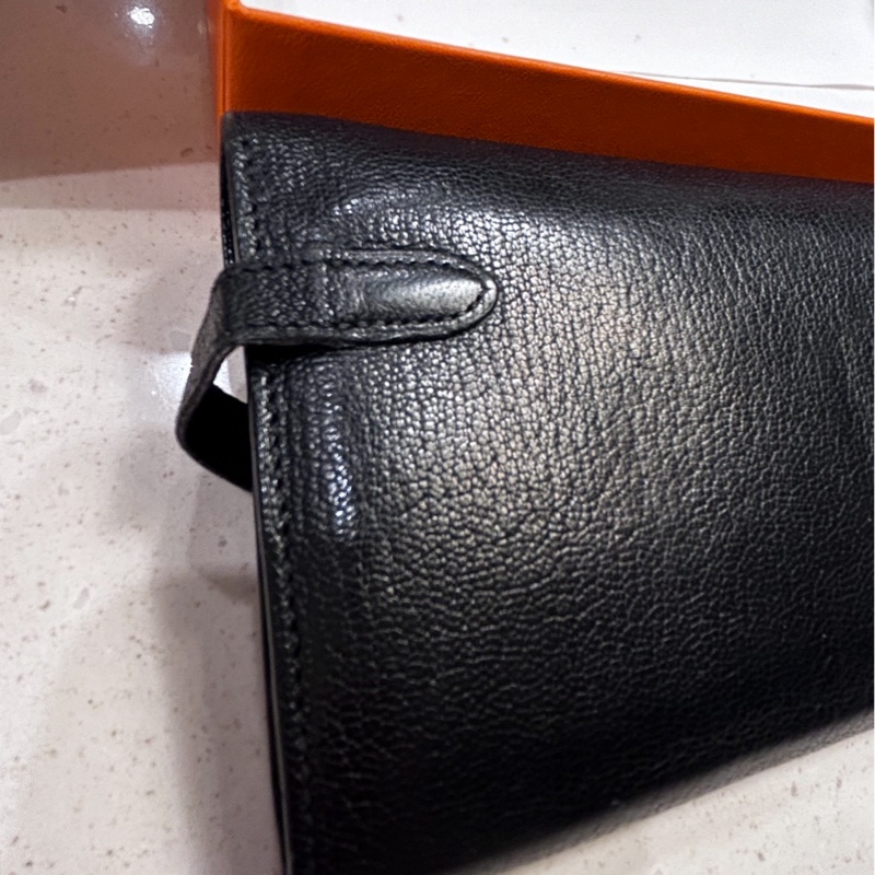 Hermes愛馬仕 黑色 金扣長夾Togo皮 Kelly Wallet-24