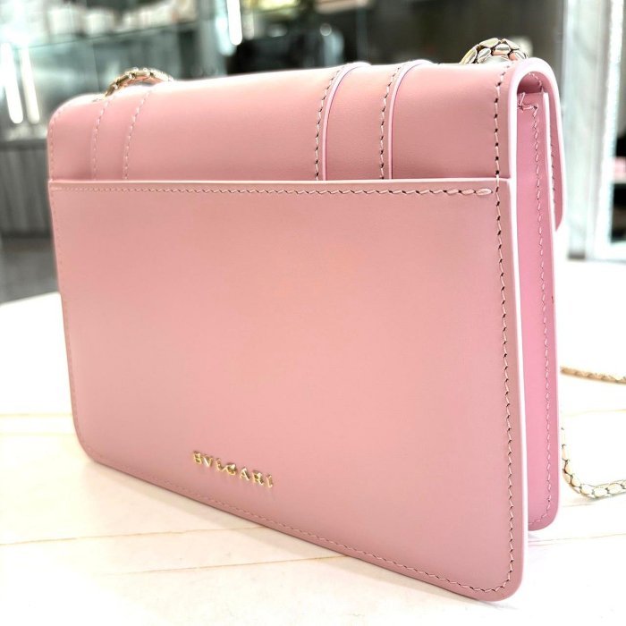 *SHIHNA名牌精品*BVLGARI Serpenti系列FOREVER牛皮琺瑯蛇頭掀蓋方包 (法國玫瑰色)-8