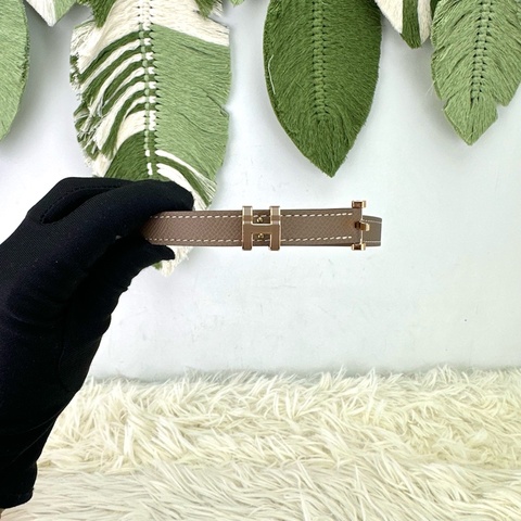 HERMES POP H 15 大象灰玫瑰金扣皮帶 65 U Stamp
