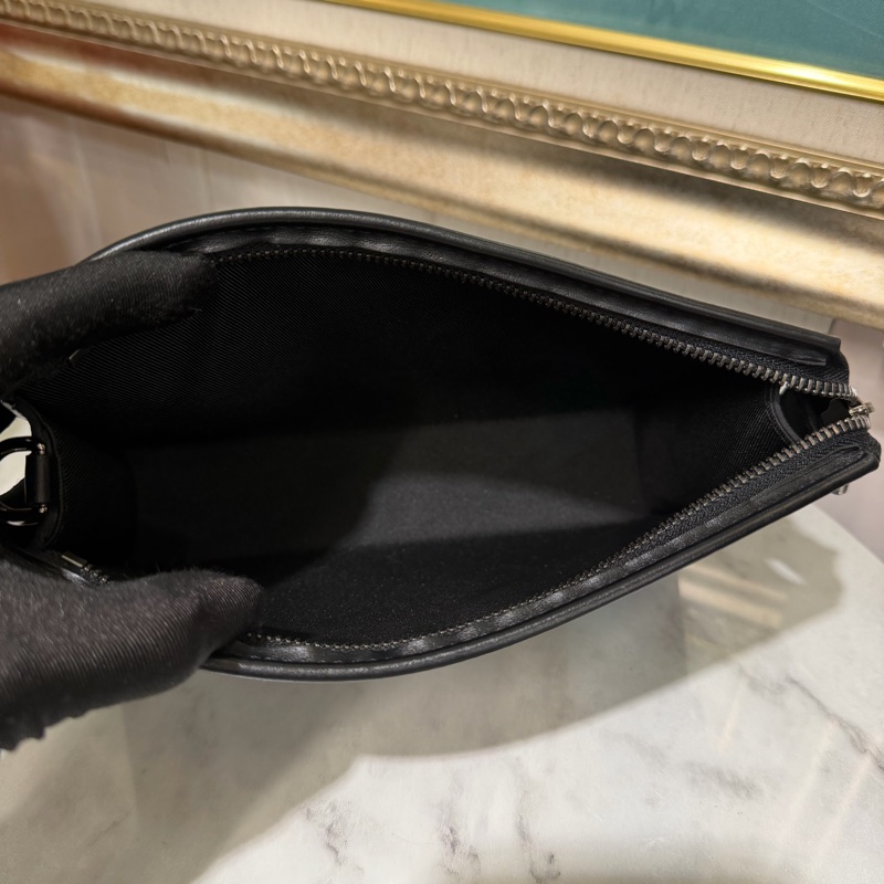 LV 黑灰原花Gaston銀釦一字拉附扁形零錢包二合一間斜背包M81124-5