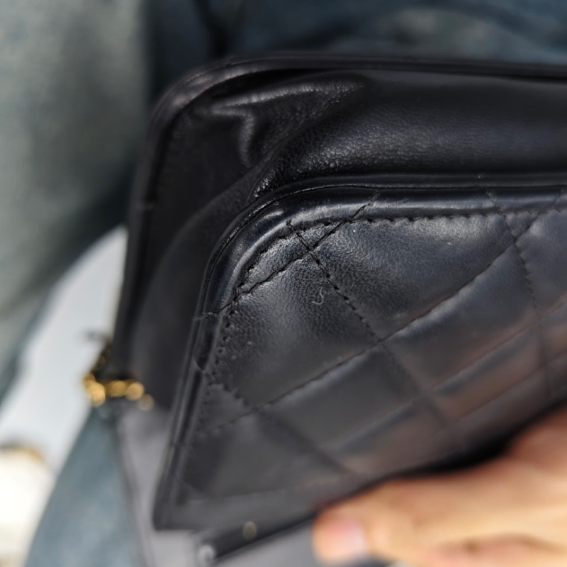 Chanel 香奈兒 WOC wallet on chain 黑色羊皮 金扣側背包 保證正品 24開-9