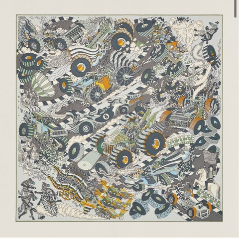 HERMES Les As du Volant scarf 100 愛馬仕羊絨混絲100公分方巾/圍巾