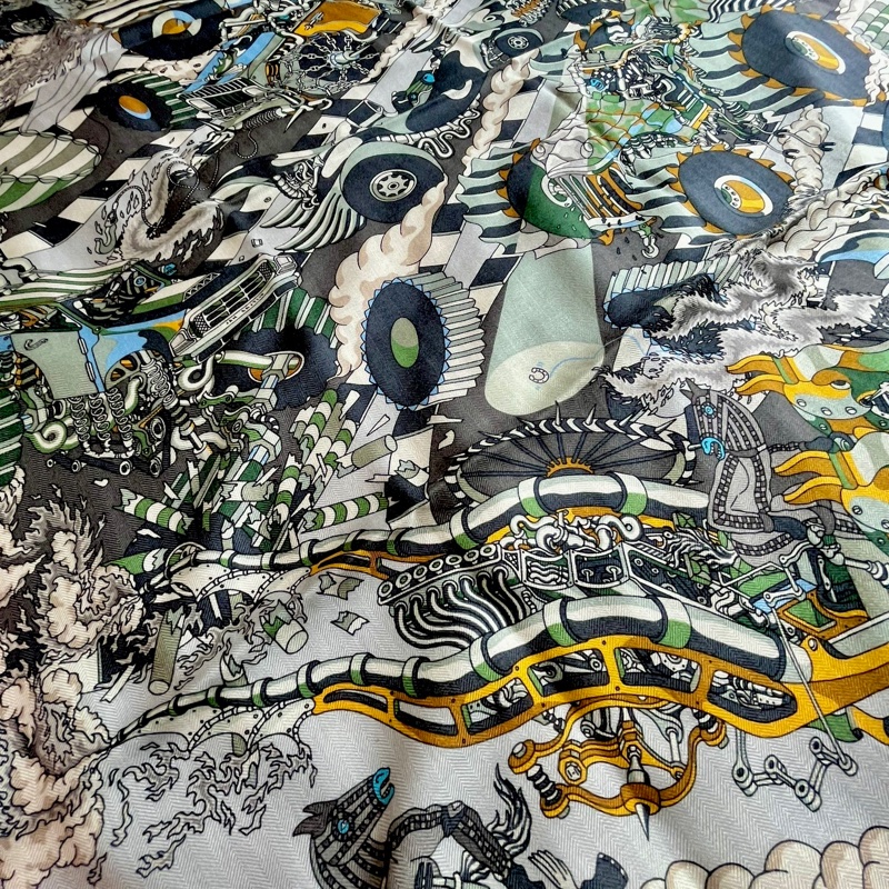 HERMES Les As du Volant scarf 100 愛馬仕羊絨混絲100公分方巾/圍巾-4