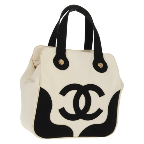 香奈兒棉花糖手袋帆佈白金雙C標誌正品 159747V