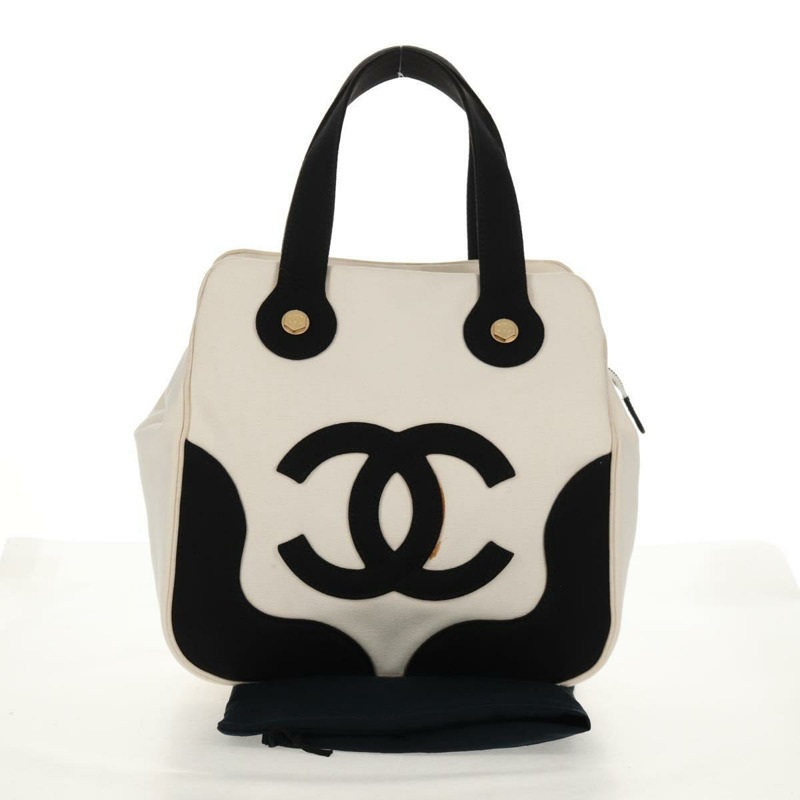 【日本直送】香奈兒棉花糖手袋帆佈白金雙C標誌正品 159747V-11