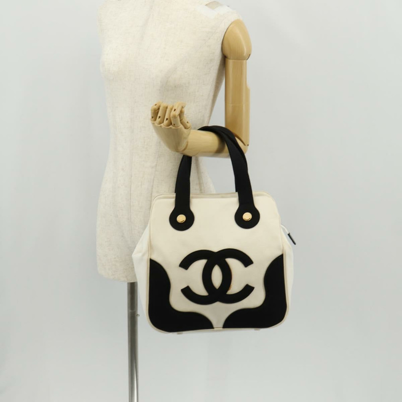 【日本直送】香奈兒棉花糖手袋帆佈白金雙C標誌正品 159747V-25