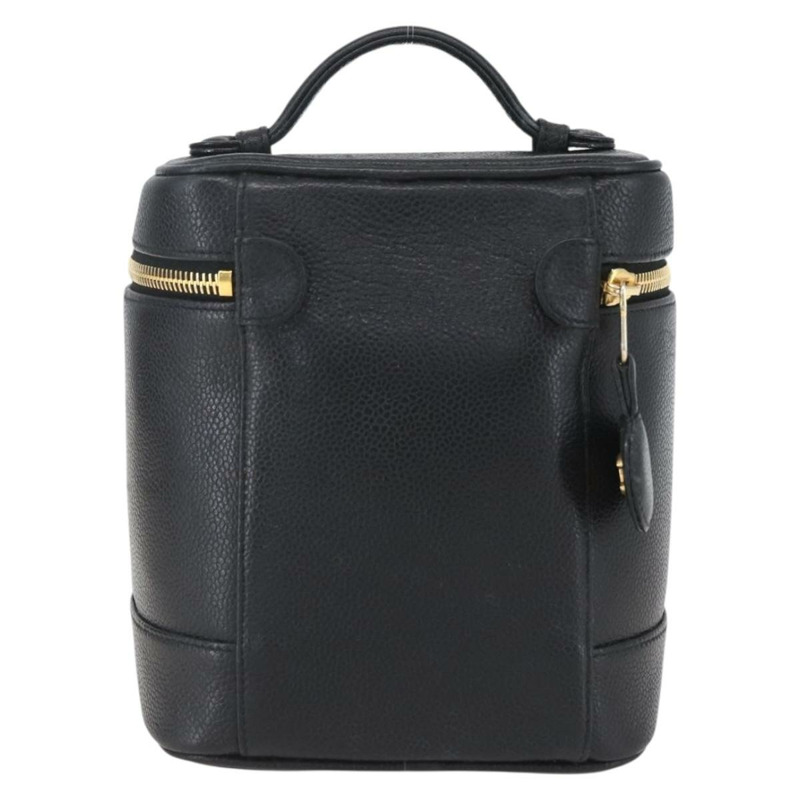 【日本直送】香奈兒魚子醬皮黑金CC標誌化妝包 Auth bs31913-1