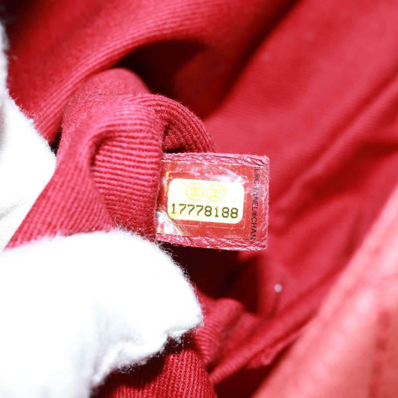 【日本直送】香奈兒鏈絎縫肩背包，魚子醬紋皮革，紅色，金色雙C標誌，正品編號159008V-10