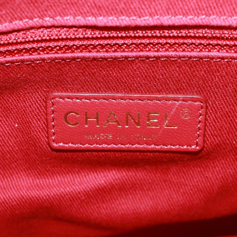 【日本直送】香奈兒鏈絎縫肩背包，魚子醬紋皮革，紅色，金色雙C標誌，正品編號159008V-22