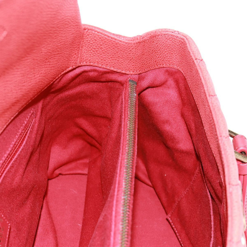 【日本直送】香奈兒鏈絎縫肩背包，魚子醬紋皮革，紅色，金色雙C標誌，正品編號159008V-23