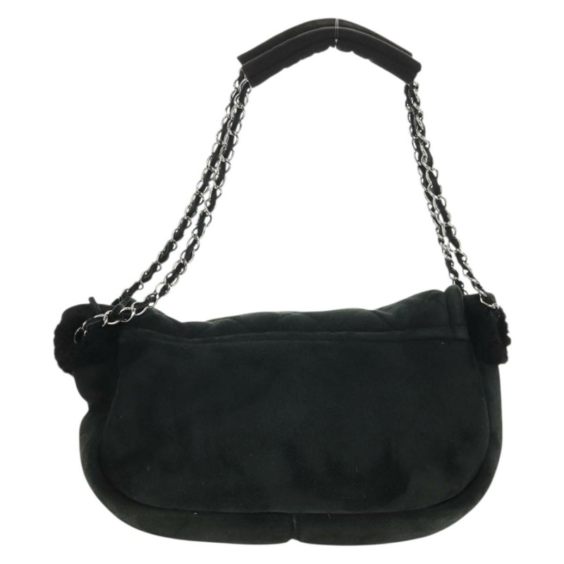 【日本直送】香奈兒 Chain Matelasse 2.55 肩背包 Mouton 黑色 銀色 CC Auth 159002V-1